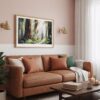 03 - Framed Redwood National Park Watercolor - Horizontal Art Print hanging in Boho Living Room.jpg