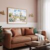 03 - Framed Saguaro National Park Watercolor - Horizontal Art Print hanging in Boho Living Room.jpg