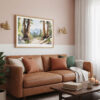 03 - Framed Sequoia National Park Watercolor - Horizontal Art Print hanging in Boho Living Room.jpg