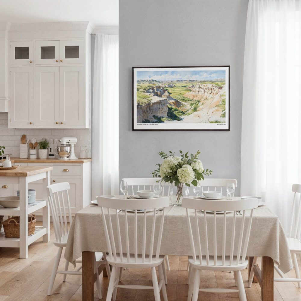 03 - Framed Theodore Roosevelt National Park Watercolor - Horizontal Canvas Print - Coastal Kitchen.jpg 03 - Framed Theodore Roosevelt National Park Watercolor - Horizontal Canvas Print - Coastal Kitchen.jpg