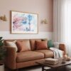 03 - Framed Tokyo Skytree During Sakura Season Watercolor Art - Horizontal Art Print hanging in Boho Living Room.jpg