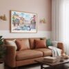 03 - Framed Venice Italy Canals Watercolor Art - Horizontal Art Print hanging in Boho Living Room.jpg