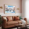 03 - Framed Venice Italy Rialto Bridge Watercolor Art - Horizontal Art Print hanging in Boho Living Room.jpg