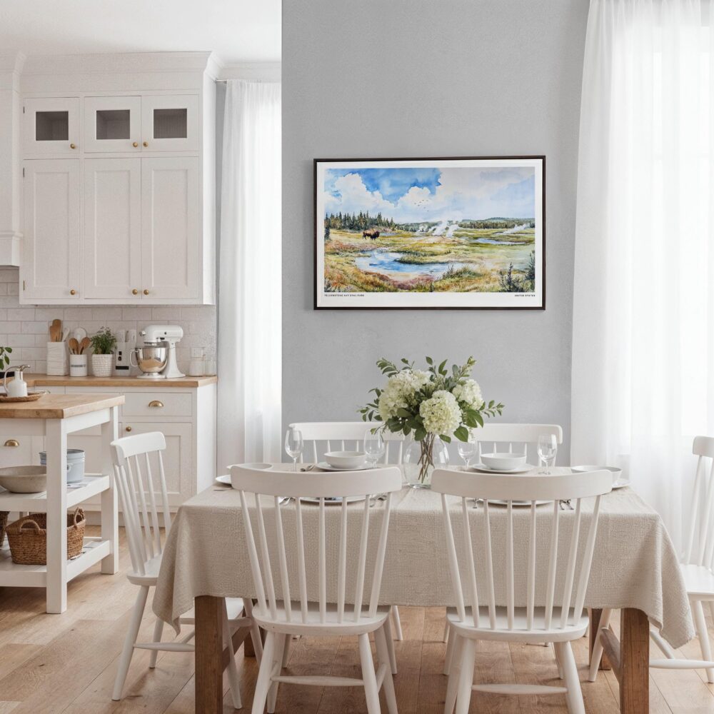 03 - Framed Yellowstone National Park Watercolor - Horizontal Canvas Print - Coastal Kitchen.jpg 03 - Framed Yellowstone National Park Watercolor - Horizontal Canvas Print - Coastal Kitchen.jpg