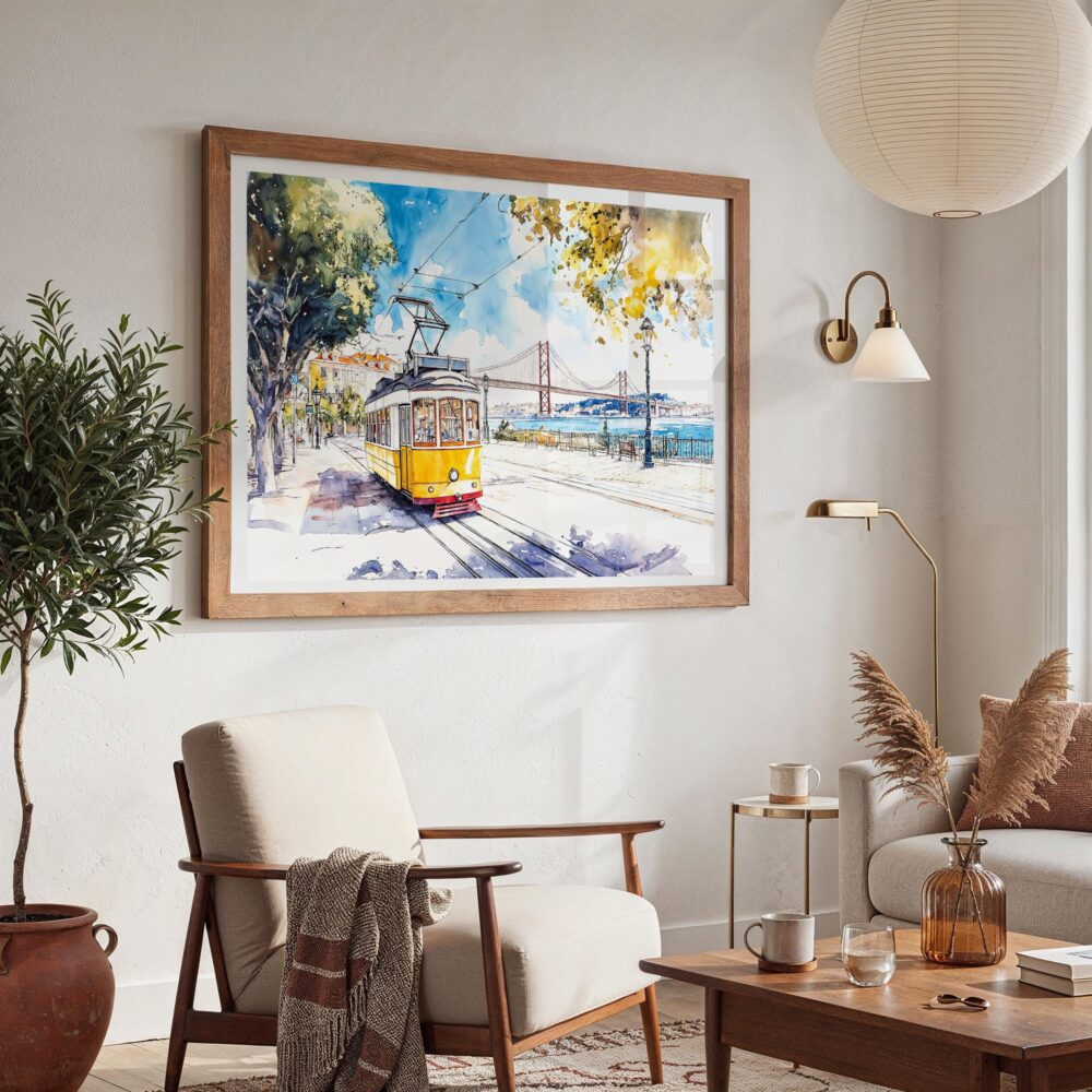 03 - Lisbon Portugal Yellow Tram Watercolor Art - Horizontal Art - Digital Download - Boho Living Room 2.jpg 03 - Lisbon Portugal Yellow Tram Watercolor Art - Horizontal Art - Digital Download - Boho Living Room 2.jpg