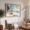 03 - Lisbon Portugal Yellow Tram Watercolor Art - Horizontal Art - Digital Download - Boho Living Room 2.jpg