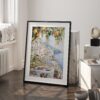 03 - Morning Coffee in Amalfi Coast Watercolor Art - Digital Download - Frame Standing on floor.jpg