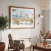 03 - Morning Coffee in Florence Italy with Cathedral Watercolor Art - Horizontal Art - Digital Download - Boho Living Room 2.jpg