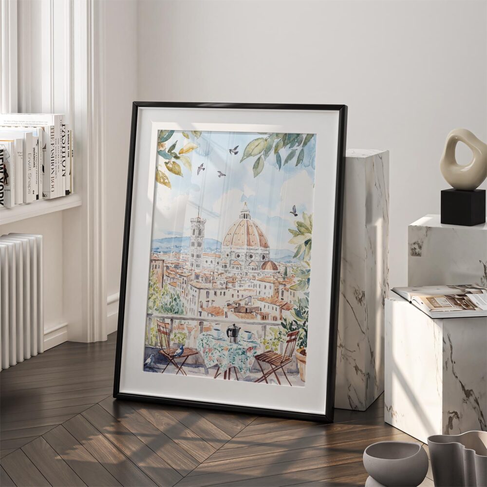 03 - Morning Coffee in Florence Watercolor Art - Digital Download - Frame Standing on floor.jpg 03 - Morning Coffee in Florence Watercolor Art - Digital Download - Frame Standing on floor.jpg
