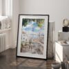 03 - Morning Coffee in Lisbon Watercolor Art - Digital Download - Frame Standing on floor.jpg