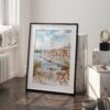 03 - Morning Coffee in Porto Watercolor Art - Digital Download - Frame Standing on floor.jpg