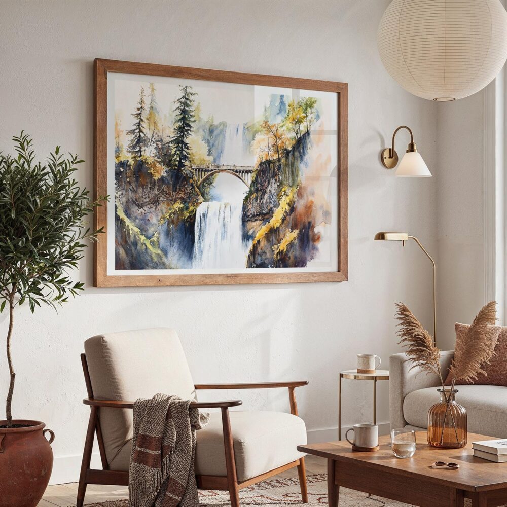 03 - Multnomah Falls Watercolor - Horizontal Art - Digital Download - Boho Living Room 2.jpg 03 - Multnomah Falls Watercolor - Horizontal Art - Digital Download - Boho Living Room 2.jpg