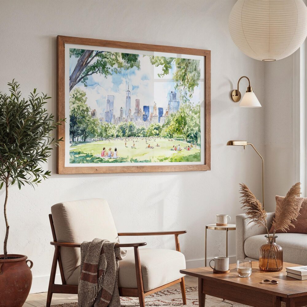 03 - Picnic in Central Park New York Watercolor Art - Horizontal Art - Digital Download - Boho Living Room 2.jpg 03 - Picnic in Central Park New York Watercolor Art - Horizontal Art - Digital Download - Boho Living Room 2.jpg