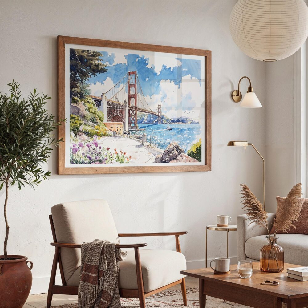 03 - San Francisco Golden Gate Bridge Watercolor Art - Horizontal Art - Digital Download - Boho Living Room 2.jpg 03 - San Francisco Golden Gate Bridge Watercolor Art - Horizontal Art - Digital Download - Boho Living Room 2.jpg