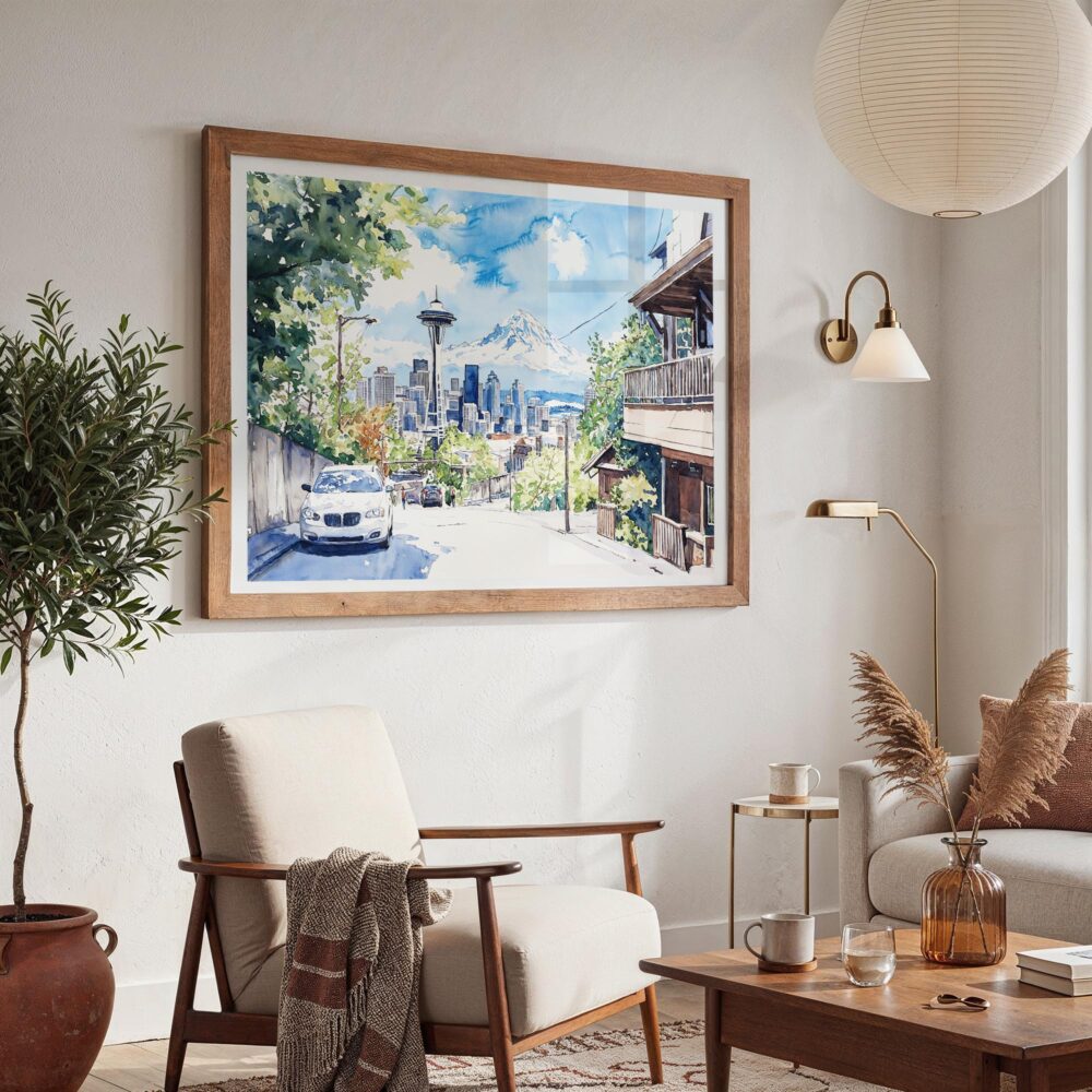 03 - Seattle Skyline Watercolor Art - Horizontal Art - Digital Download - Boho Living Room 2.jpg 03 - Seattle Skyline Watercolor Art - Horizontal Art - Digital Download - Boho Living Room 2.jpg
