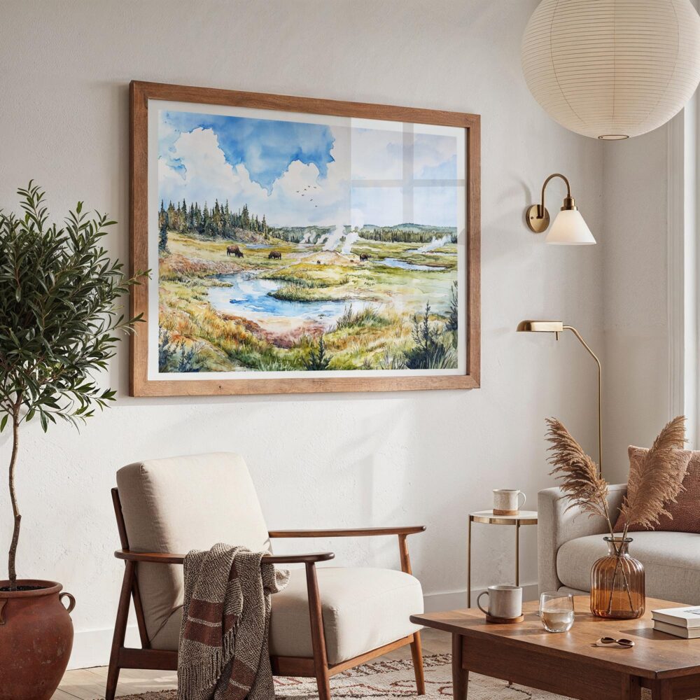 03 - Yellowstone National Park Watercolor - Horizontal Art - Digital Download - Boho Living Room 2.jpg 03 - Yellowstone National Park Watercolor - Horizontal Art - Digital Download - Boho Living Room 2.jpg