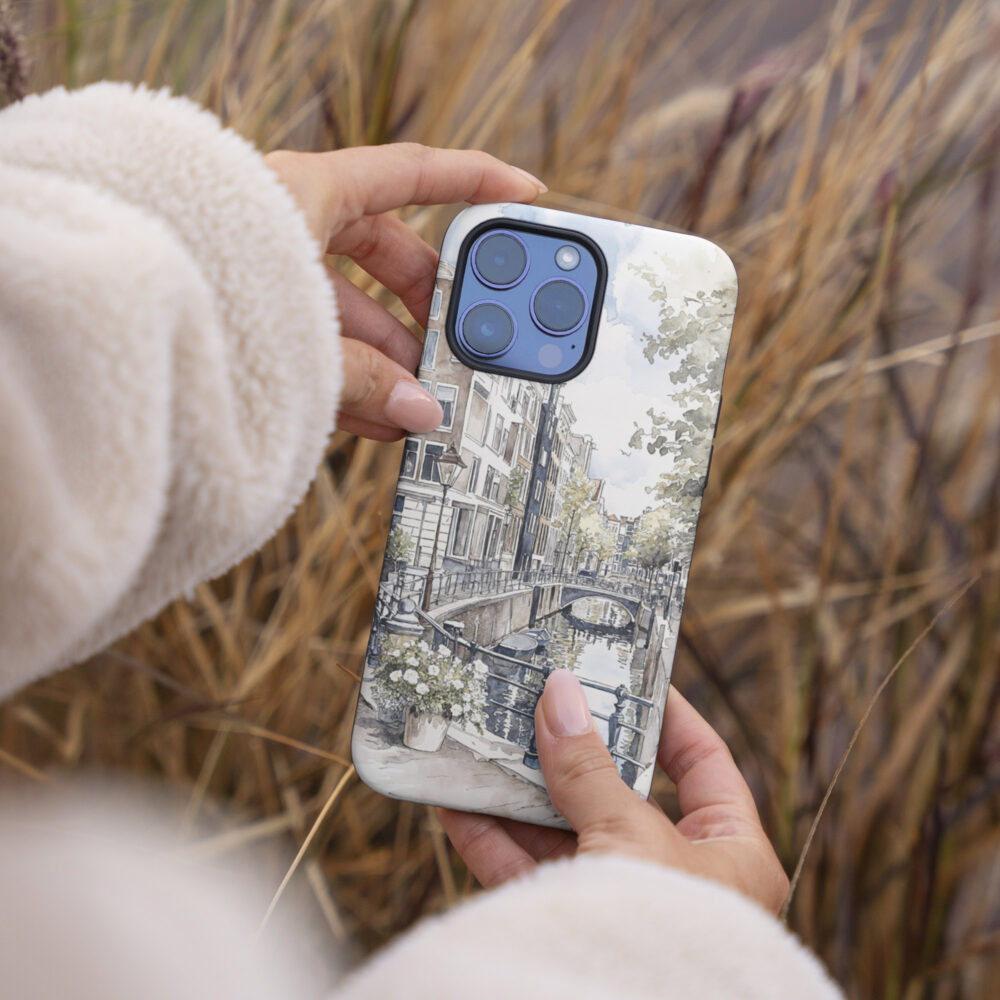 04 - Amsterdam - Grachtengordel - Watercolor Art Phone Case - Female hand.jpg 04 - Amsterdam - Grachtengordel - Watercolor Art Phone Case - Female hand.jpg