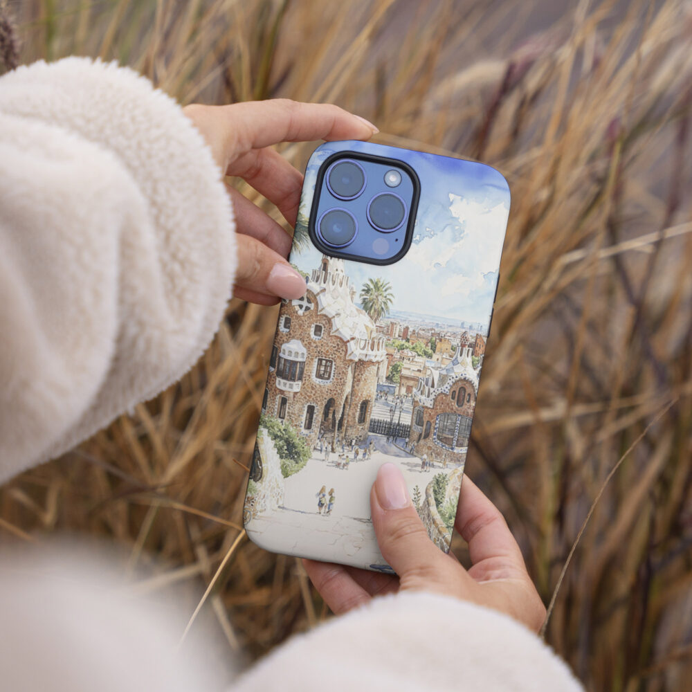 04 - Barcelona Park Guell - Watercolor Art Phone Case - Female hand.jpg 04 - Barcelona Park Guell - Watercolor Art Phone Case - Female hand.jpg