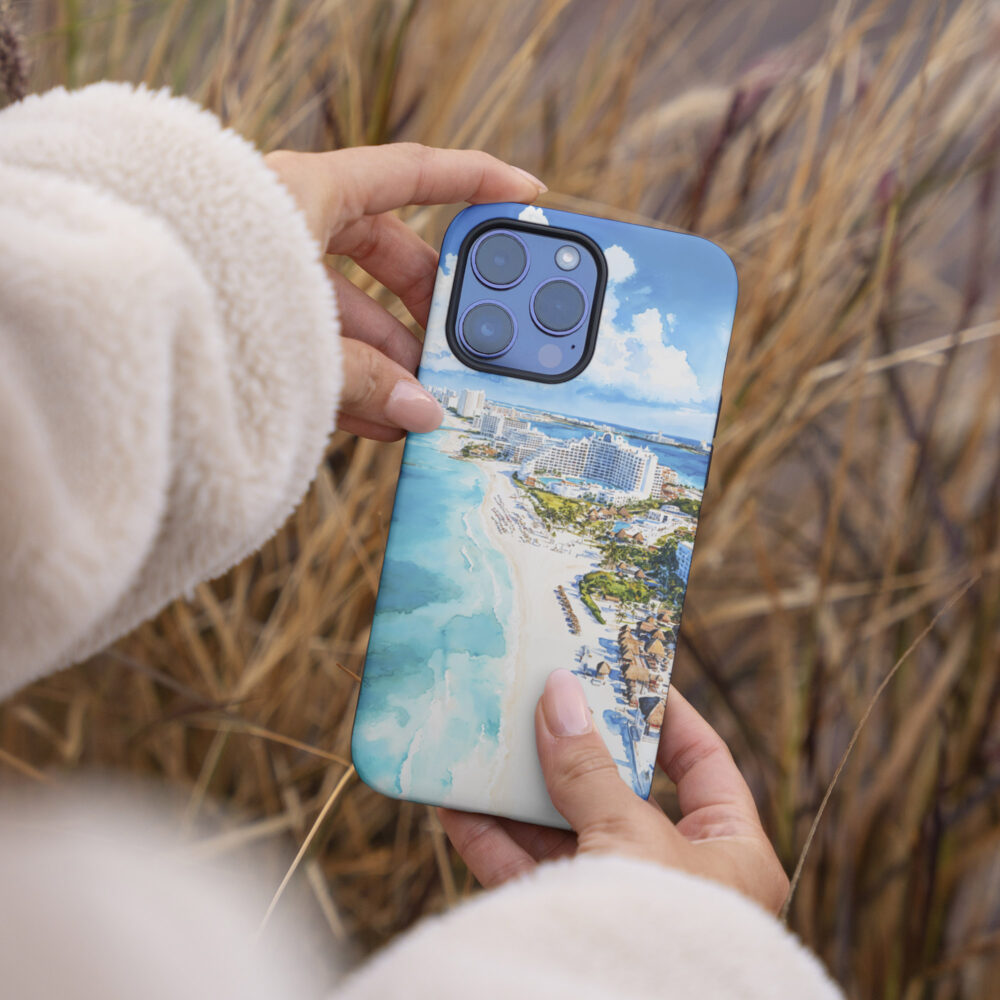 04 - Cancun Mexico Watercolor Art Phone Case - Female hand.jpg 04 - Cancun Mexico Watercolor Art Phone Case - Female hand.jpg