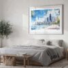 04 - Chicago Skyline Watercolor Art - Horizontal Art - Digital Download - Bedroom.jpg