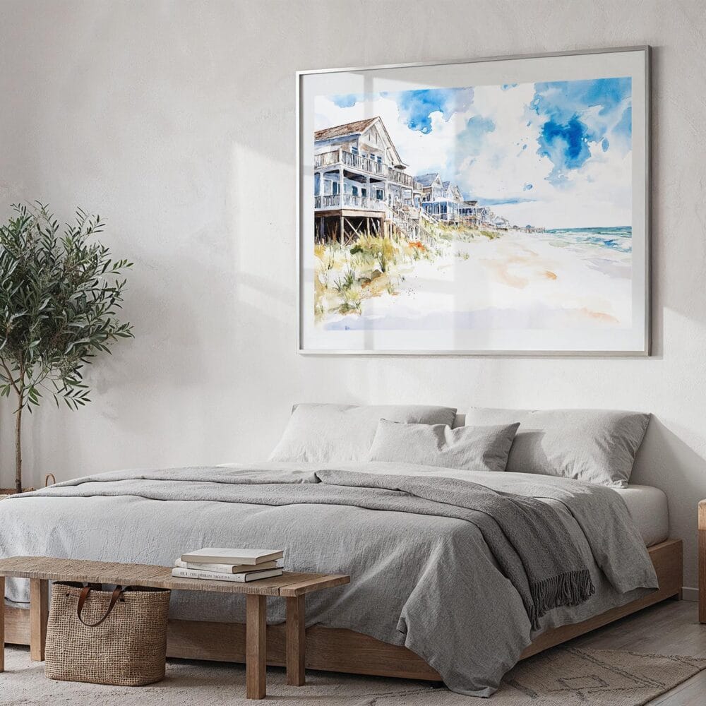 04 - Cottages at Outer Banks NC Watercolor - Horizontal Art - Digital Download - Bedroom.jpg 04 - Cottages at Outer Banks NC Watercolor - Horizontal Art - Digital Download - Bedroom.jpg