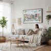 04 - Framed A Morning in Amsterdam Watercolor Art - Horizontal Canvas Print - Scandi Living Room.jpg