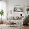 04 - Framed Adirondack Mountains Watercolor - Horizontal Canvas Print - Scandi Living Room.jpg