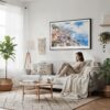 04 - Framed Amalfi Coast Watercolor Art - Horizontal Canvas Print - Scandi Living Room.jpg