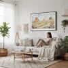 04 - Framed Arizona Desert Watercolor - Horizontal Canvas Print - Scandi Living Room.jpg