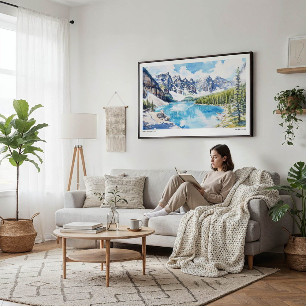 04 - Framed Banff National Park Watercolor - Horizontal Canvas Print - Scandi Living Room.jpg 04 - Framed Banff National Park Watercolor - Horizontal Canvas Print - Scandi Living Room.jpg