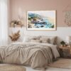 04 - Framed Big Sur Watercolor - Horizontal Art Print in Boho Bedroom.jpg