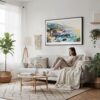 04 - Framed Big Sur Watercolor - Horizontal Canvas Print - Scandi Living Room.jpg