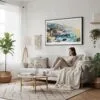 04 - Framed Big Sur Watercolor - Horizontal Canvas Print - Scandi Living Room.jpg