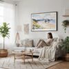 04 - Framed Cannon Beach Watercolor - Horizontal Canvas Print - Scandi Living Room.jpg