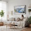 04 - Framed Crater Lake National Park Watercolor - Horizontal Canvas Print - Scandi Living Room.jpg