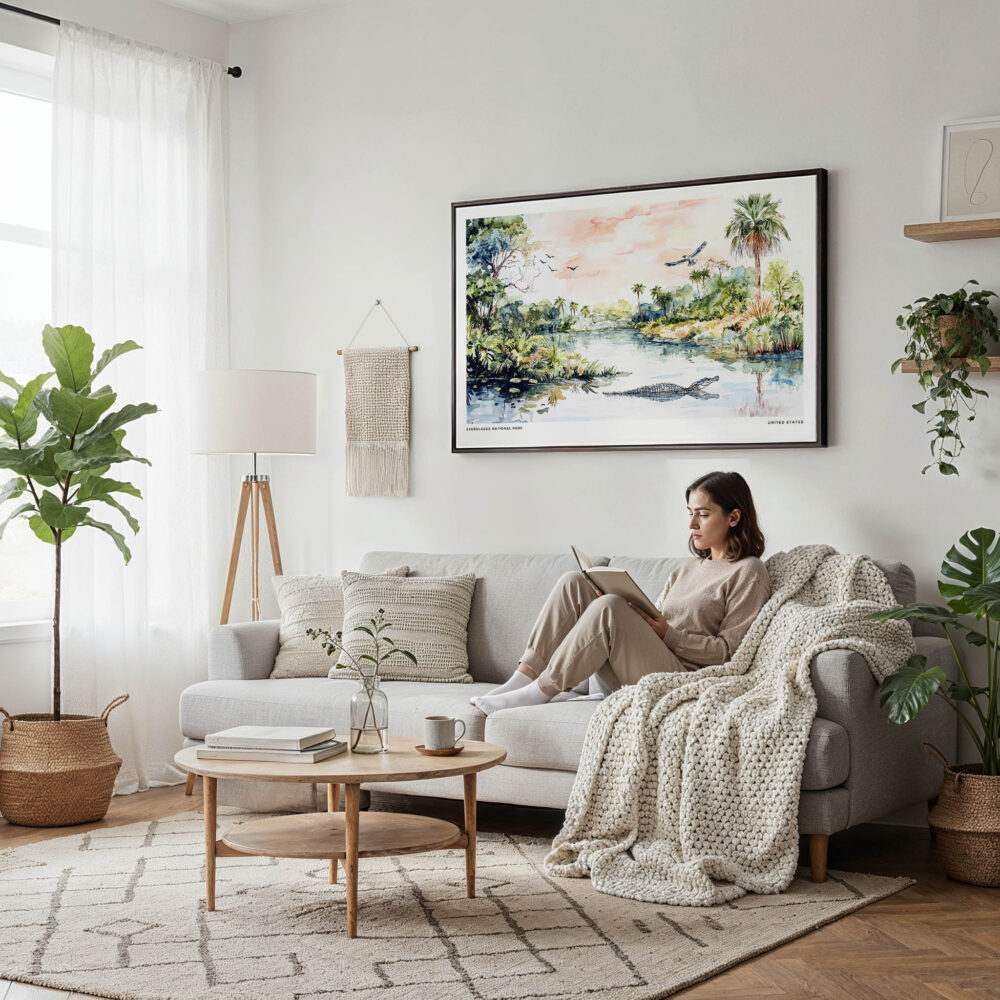 04 - Framed Everglades National Park Watercolor - Horizontal Canvas Print - Scandi Living Room.jpg 04 - Framed Everglades National Park Watercolor - Horizontal Canvas Print - Scandi Living Room.jpg