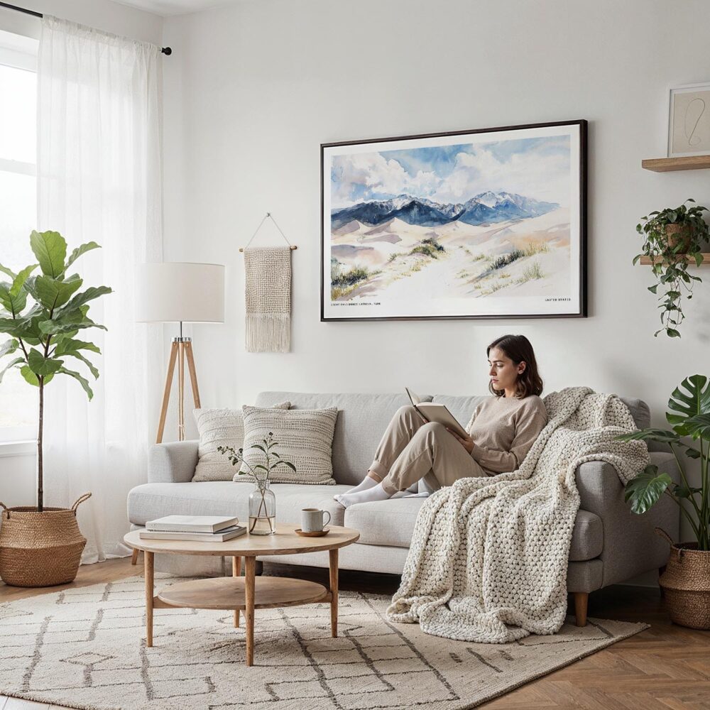 04 - Framed Great Sand Dunes National Park Watercolor - Horizontal Canvas Print - Scandi Living Room.jpg 04 - Framed Great Sand Dunes National Park Watercolor - Horizontal Canvas Print - Scandi Living Room.jpg
