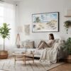 04 - Framed Indiana Dunes National Park Watercolor - Horizontal Canvas Print - Scandi Living Room.jpg