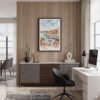 04 - Framed Morning Coffee in Porto Watercolor Canvas Print - Home Office - Vertical.jpg