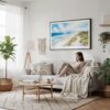 04 - Framed Outer Banks NC Watercolor - Horizontal Canvas Print - Scandi Living Room.jpg
