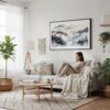 04 - Framed Pacific Northwest Watercolor - Horizontal Canvas Print - Scandi Living Room.jpg