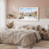 04 - Framed Park Guell Spain Watercolor Art - Horizontal Art Print in Boho Bedroom.jpg