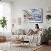 04 - Framed Porto Portugal Watercolor Art - Horizontal Canvas Print - Scandi Living Room.jpg