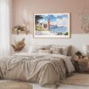 04 - Framed San Francisco Golden Gate Bridge Watercolor Art - Horizontal Art Print in Boho Bedroom.jpg