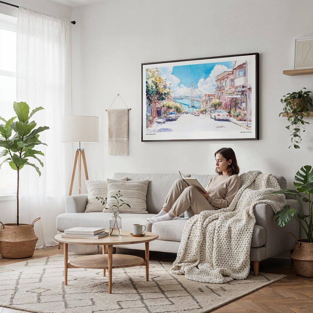04 - Framed San Francisco Lombard Street Watercolor Art - Horizontal Canvas Print - Scandi Living Room.jpg 04 - Framed San Francisco Lombard Street Watercolor Art - Horizontal Canvas Print - Scandi Living Room.jpg