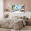 04 - Framed Seattle Skyline Watercolor Art - Horizontal Art Print in Boho Bedroom - Horizontal.jpg