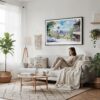 04 - Framed Seattle Skyline Watercolor Art - Horizontal Canvas Print - Scandi Living Room.jpg