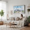 04 - Framed Seattle Skyline with Mount Rainier Watercolor Art - Horizontal Canvas Print - Scandi Living Room.jpg