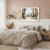 04 - Framed Sequoia National Park Watercolor - Horizontal Art Print in Boho Bedroom.jpg