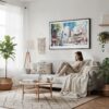 04 - Framed Tokyo Tower Watercolor Art - Horizontal Canvas Print - Scandi Living Room.jpg